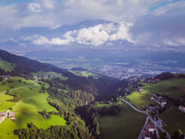 Aerial view of the Inn Valley in Tyrol - Foto, afbeelding