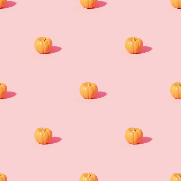 Візерунок гарбуза на рожевому тлі для реклами на осінні канікули або продажі, 3d рендеринг
 - Фото, зображення
