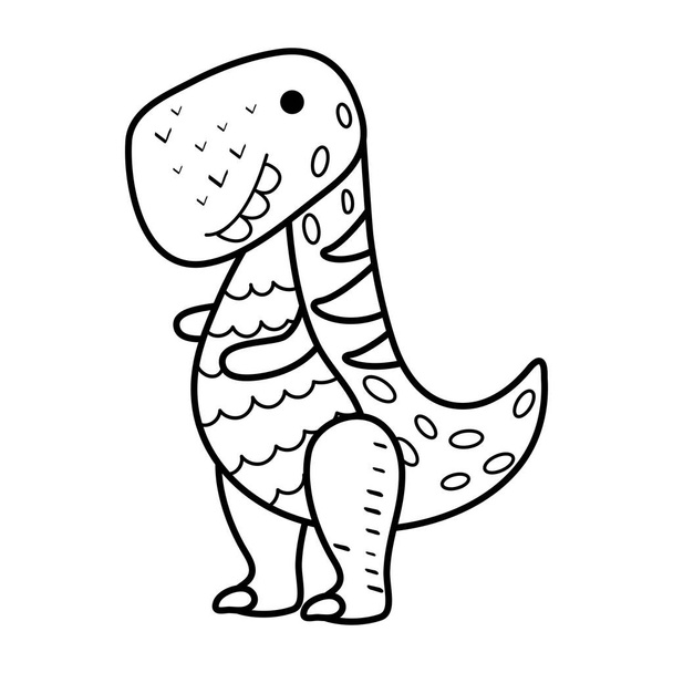 Illustration Dinosaur tyrannosaur in doodle style. An animal of the Jurassic period similar to a dragon. Coloring pages for kids activity games - Vector, Image
