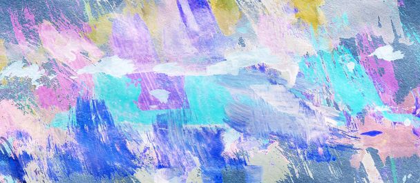 Dicke Pinsel strukturierten Hintergrund, Einband. Moderne Kunstleinwand in blauer und lila Farbe - Foto, Bild