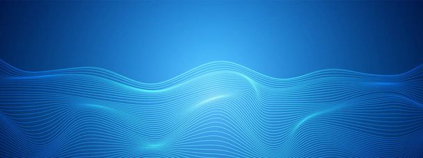 Abstract blue technology distorted lines design, digital network background, wavy surface, vector communication concept, blank space - Vektori, kuva