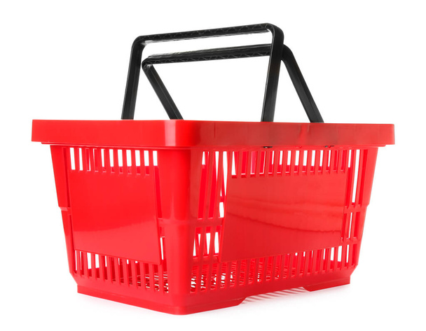Cesta de compras em fundo branco - Foto, Imagem