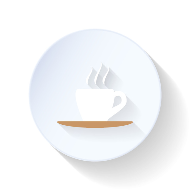 Coffee cup on a silver platter flat icon - Vector, Image