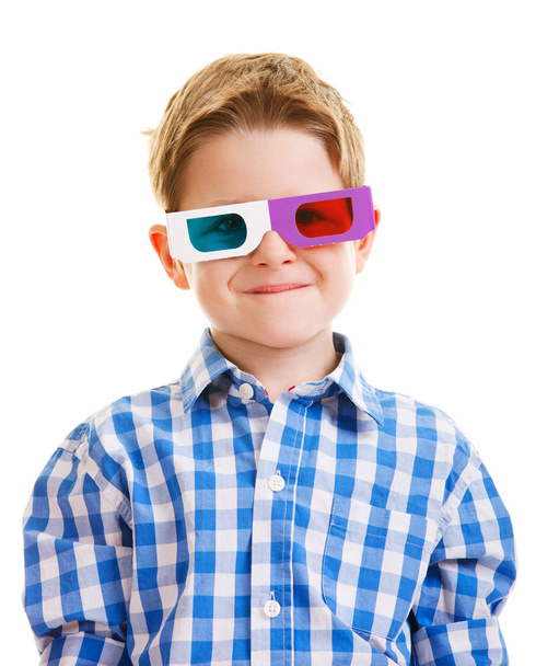 Cute boy wearing 3D glasses - Foto, afbeelding