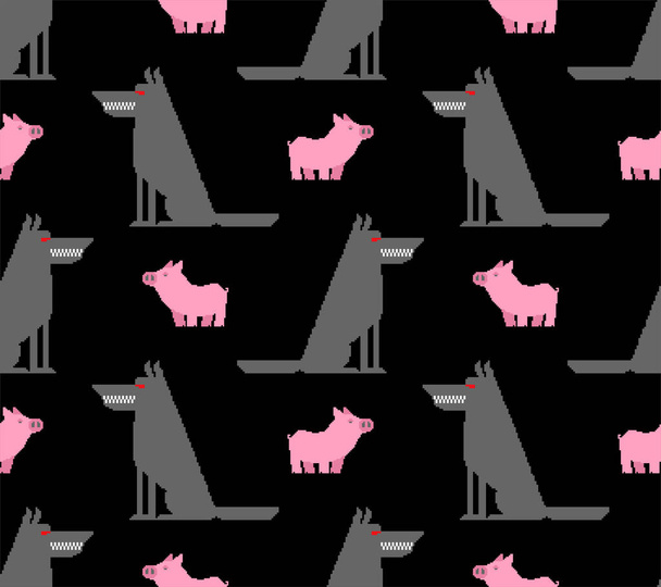 Wolf and pig pattern seamless. vector illustration - Vector, imagen