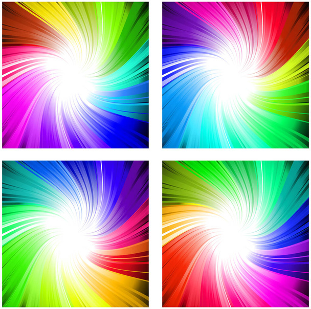 Colorful rainbow swirl whirl set of 4 for wallpaper, background as graphics elements - Vector, Image