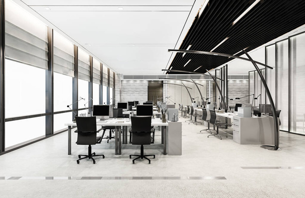 3d rendering loft réunion d'affaires et salle de travail sur immeuble de bureaux - Photo, image