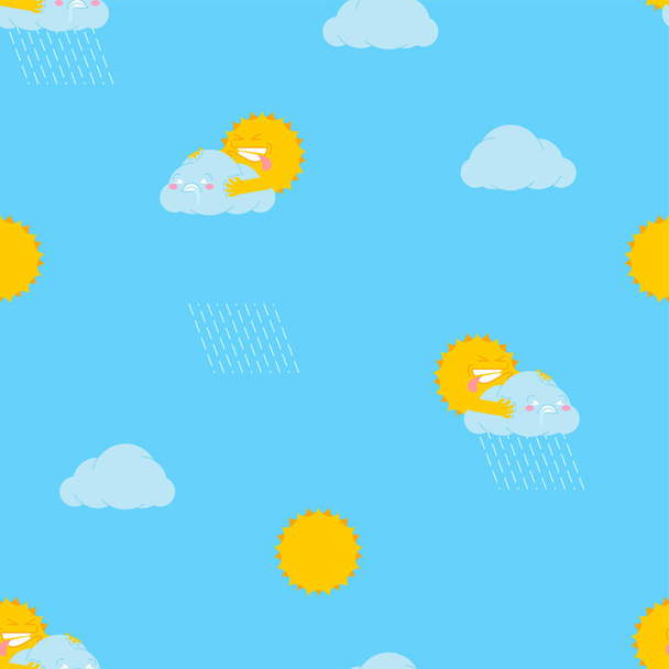 Sun and cloud sex pattern seamless. Sun intercourse background. weather reproduction texture - Wektor, obraz