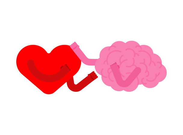 El corazón y el cerebro luchan aislados. Amor y resistencia cerebral. ilustración vectorial - Vector, imagen