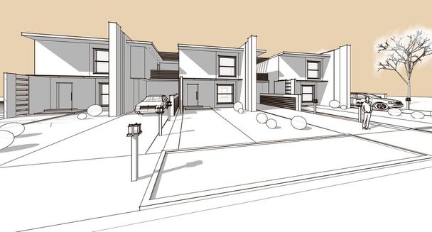 Modern mimari modüler ev 3D görüntüleme - Fotoğraf, Görsel