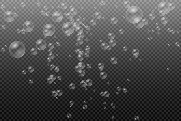 Set of white water realistic soap bubbles. - Vector, Image