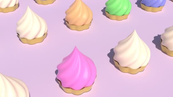 Väri kerma cupcakes kakku pystyy silmukka saumaton - Materiaali, video