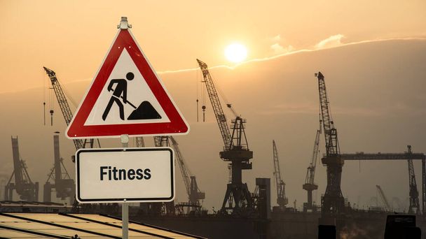 Ulica Podpisz drogę kierunek do fitness - Zdjęcie, obraz