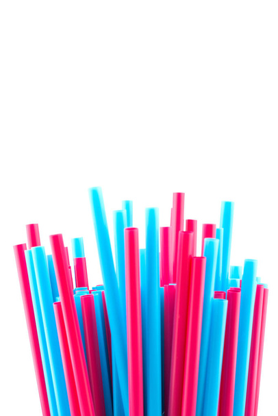 Colorful straws with difference color isolated on white background - Photo, Image