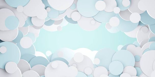 bright blue sky cloudy day art paper cut style 3d illustration - Photo, Image