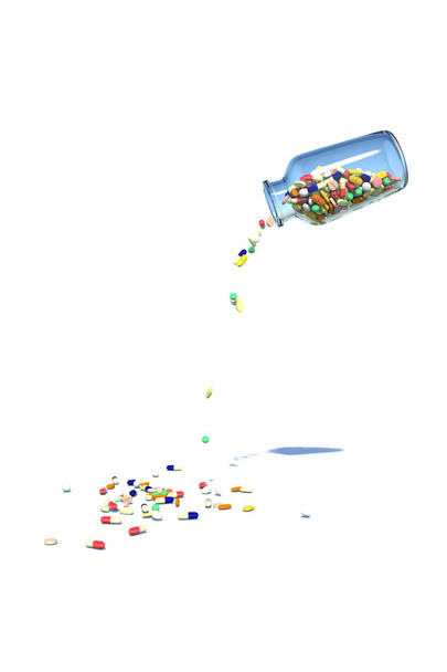 Выливание лекарств из бутылки
 - Фото, изображение
