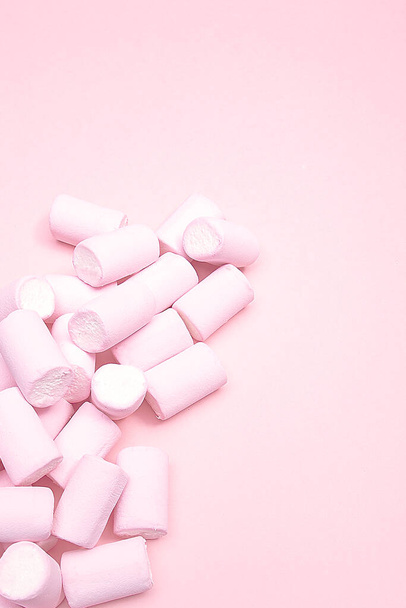 Pink marshmallow candies background - Photo, image