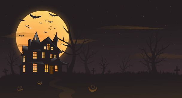 Haunted house mansion Halloween background - Вектор, зображення