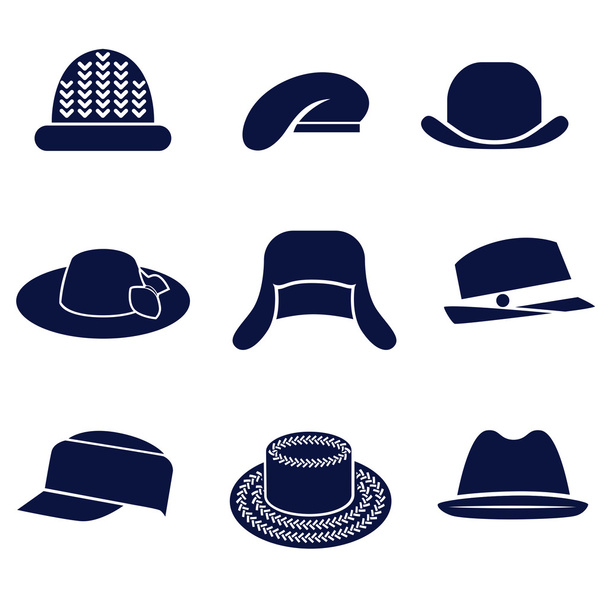 Different types of women's hats - Vector, Image
