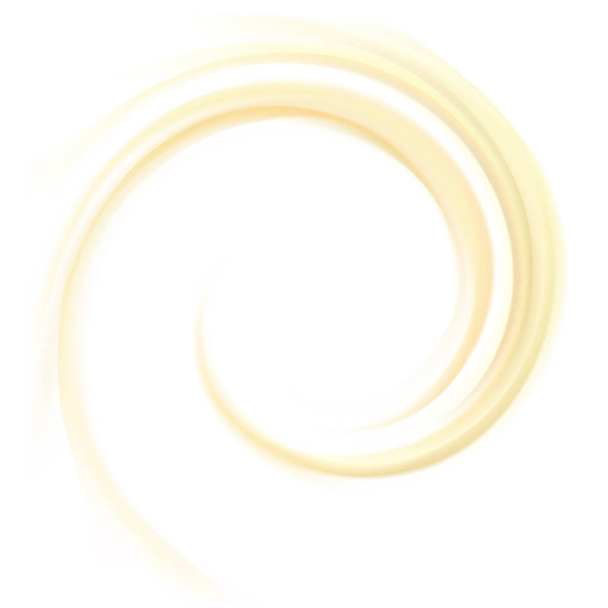 Светло-желтого цвета вихревой поток аква-баннер рябины поверхности. Вид крупным планом текстовое пространство светится в центре. Сладкий вкусный бежевый вкусный volute расплавленный жирный молочно-бежевый бежевый знак масла значок логотип рамка символа границы - Вектор,изображение