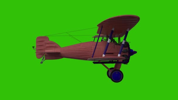 Animované vrtulové letadlo. Realistická fyzikální animace. Záběry zelené obrazovky - Záběry, video