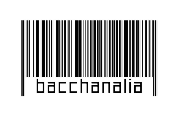 Digitalization concept. Barcode of black horizontal lines with inscription bacchanalia below. - Photo, Image