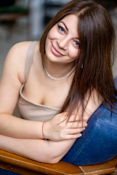 portrait of an attractive brunette woman. facial and hair care. - Foto, Bild