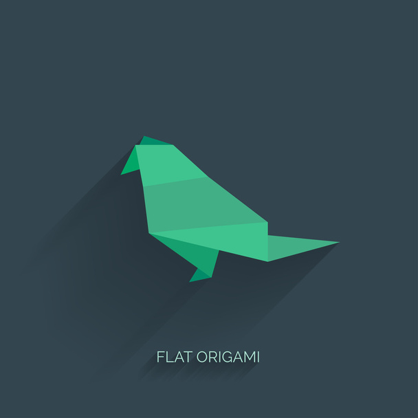 Flatr origami paper bird on abstract background - Vector, afbeelding
