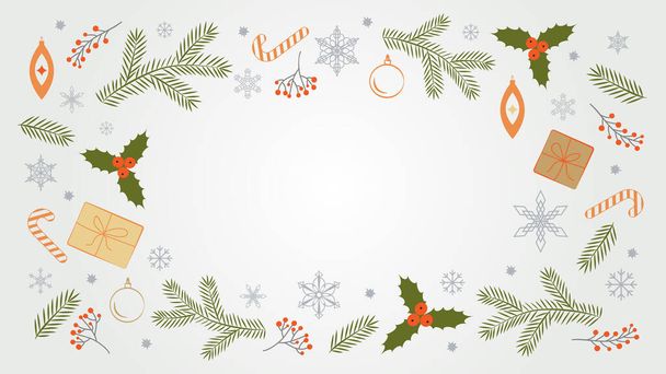 Christmas Decorative Border made of Festive Elements - Vecteur, image