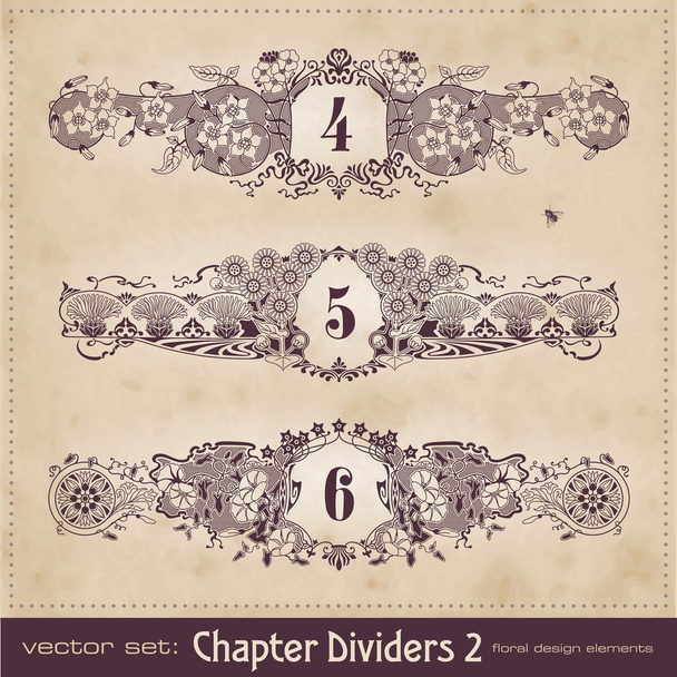 Retro floral chapter dividers - Vector, Image