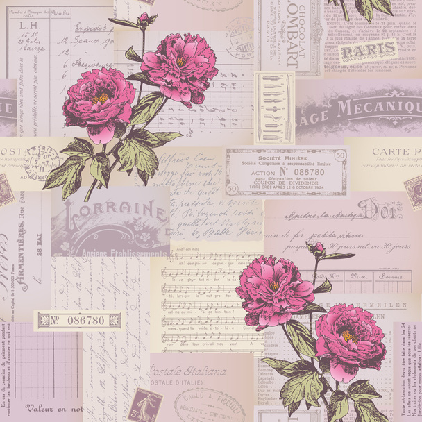 Pünkösdi rózsa kollázs mintával - Vektor, kép