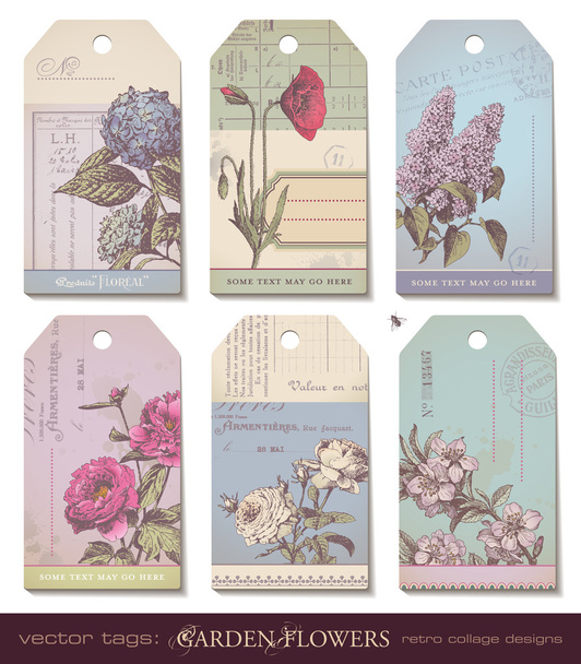 Etiquetas florales - flores - Vector, imagen