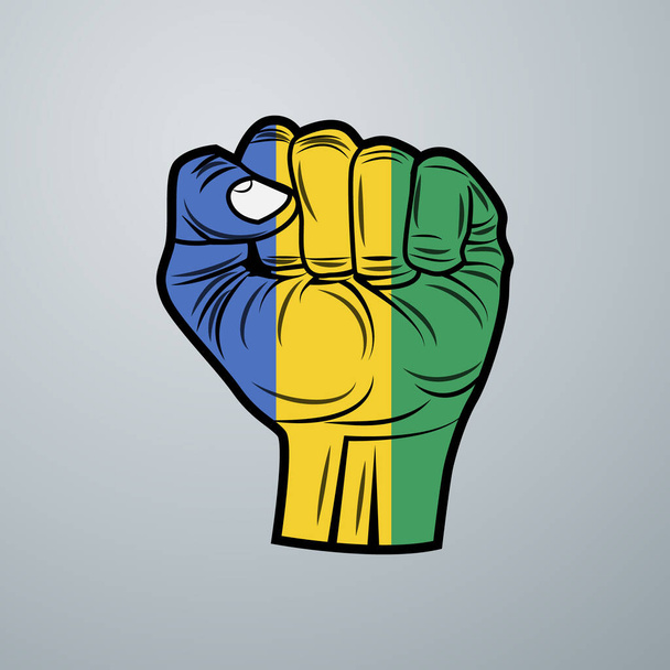 Флаг Габона с дизайном руки изолирован на белом фоне. Векторная иллюстрация - Вектор,изображение
