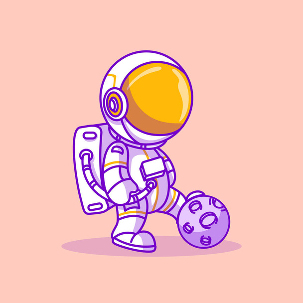 χαριτωμένος αστροναύτης με γήινη διανυσματική απεικόνιση - Διάνυσμα, εικόνα