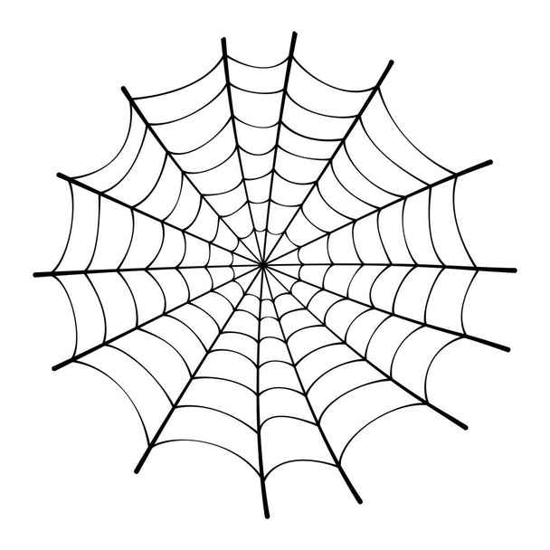 Hand-drawn spider web on a white background. - Vector, afbeelding