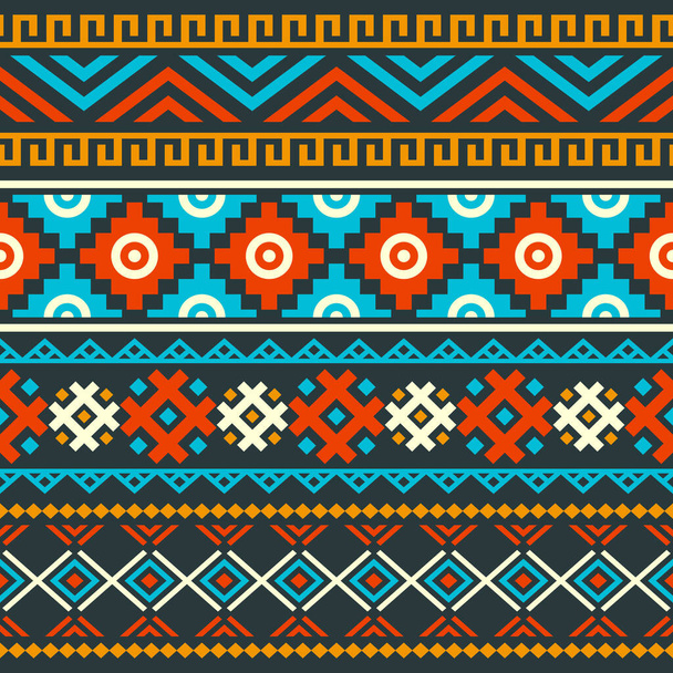 Patrón étnico sin costuras en estilo nativo, Diseño popular, Patrón tribal, Decoración étnica - Vector, imagen