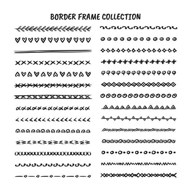 白地に分離された手描き線、境界線、フレームデザイン要素 - ベクター画像
