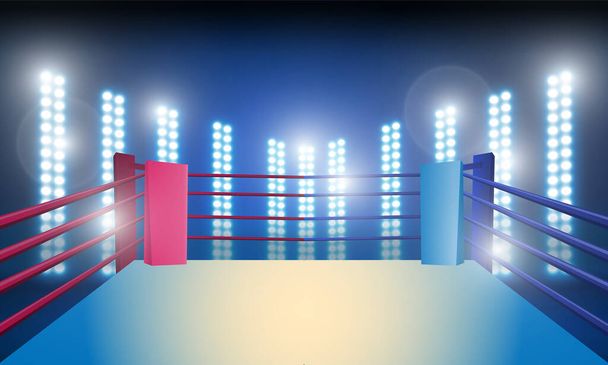 Boxing ring arena and spotlight floodlights vector design. - Vector, Image
