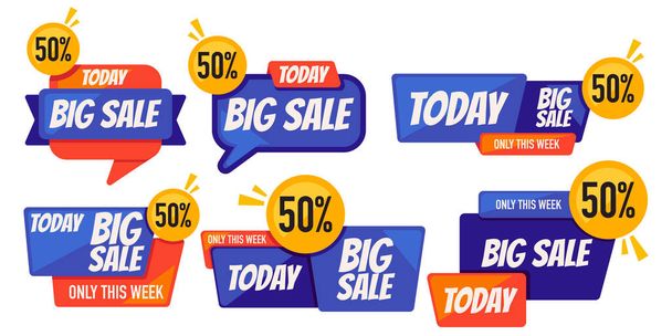 blue orange big sale promo banner wholesale fifty percent off only today and this week - Vecteur, image