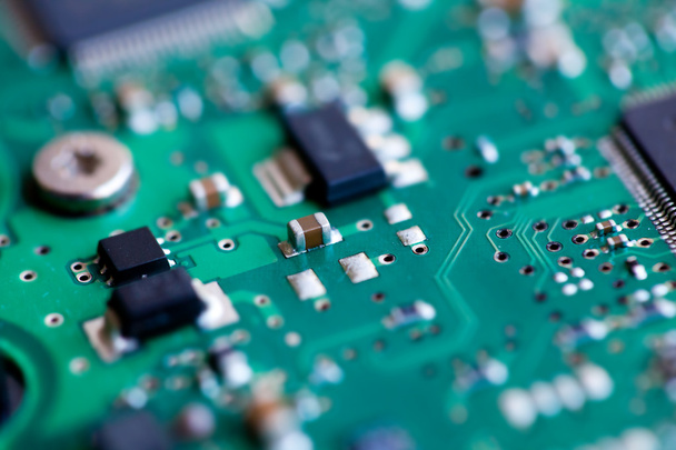Macro of a green circuit board - Photo, Image