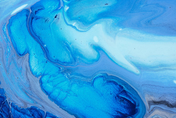 Yüzen mürekkepler. Tasarım için yaratıcı doku. Mavi soyut mermer boya arkaplanı - Fotoğraf, Görsel