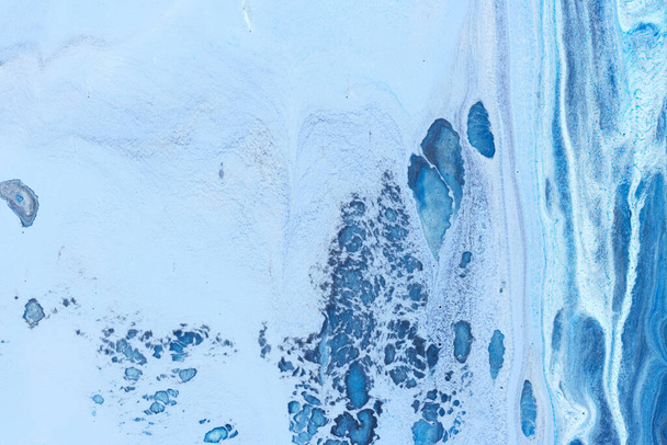 Fotografia niebieskich farb pływających i tekstury farb - Zdjęcie, obraz