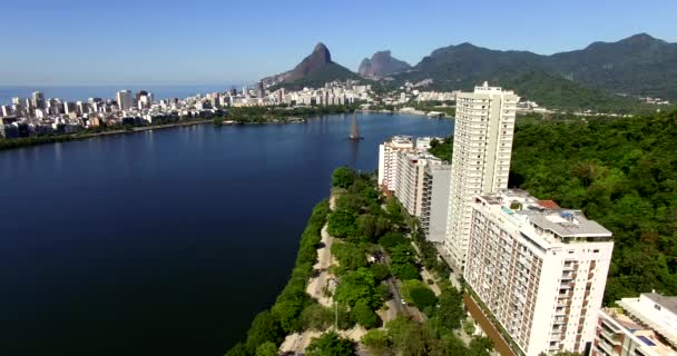 Rio de Janeiro, laguna Rodrigo de Freitas, Brazílie. - Záběry, video