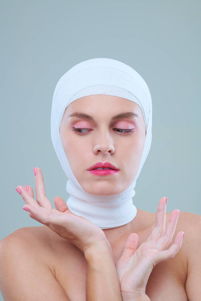 Graceful Woman in Head Bandage - Photo, Image