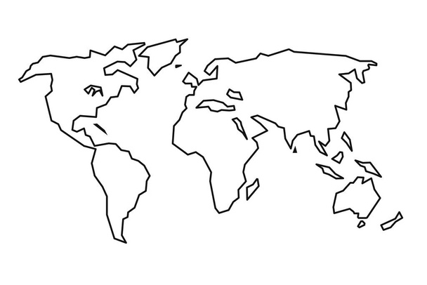 Mapa do mundo simples em estilo plano isolado sobre fundo branco. - Vetor, Imagem