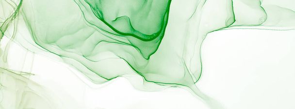 Green Abstract Painting. Abstract Background. Watercolor Texture. Watercolor Print. Ink Graffiti. Splash Banner. Alcohol Ink Pattern. Deep Green Wet Art Print. Floral Artistic Alcohol Ink. - Foto, Imagem