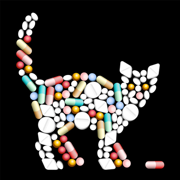 δισκία χάπια γάτα - Διάνυσμα, εικόνα
