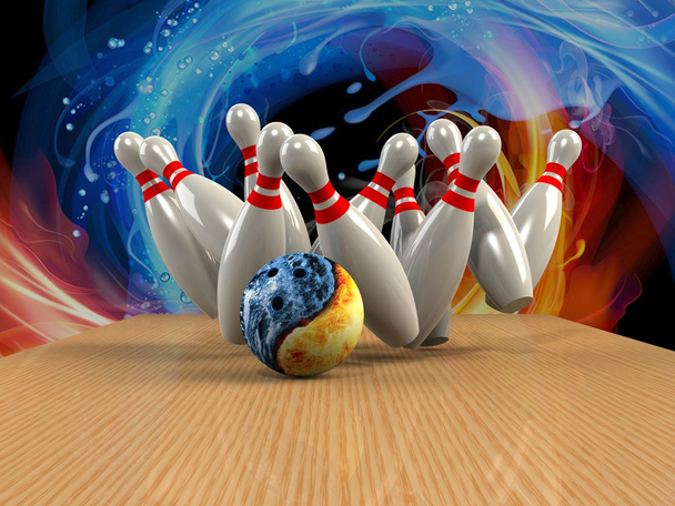 Bowlingspiel Streik rot - Foto, Bild