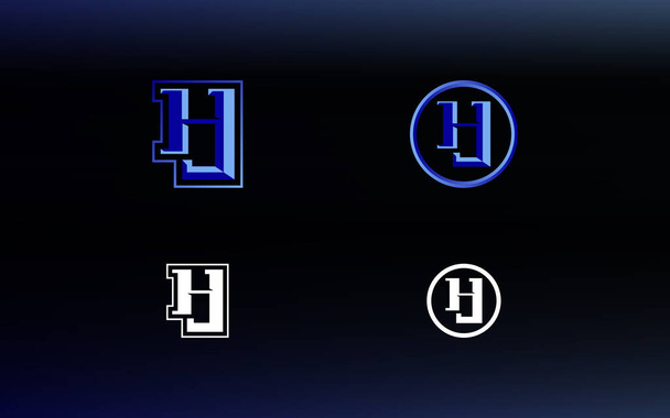 Inicjały HJ logo w jasnym kolorze nadaje się dla drużyn sportowych E i innych - Wektor, obraz