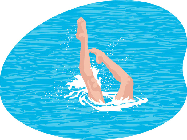 Úszás merülés gyönyörű illusztráció - Vektor, kép
